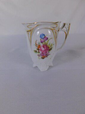 Vintage White Porcelain Floral Mini Pitcher Figurine 1006 Unmarked Decor